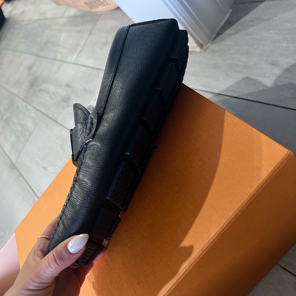 Louis Vuitton Black Leather LV Moccasin Loafers - Picture 2 of 3
